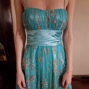 Blue and Gold Strappy formal Dress
